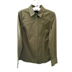J.CREW Olive Green Button Down Shirt Work Office Career Blouse NWT | Size 4
